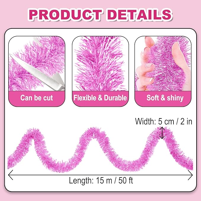 50 Feet Christmas Foil Fringe Banner Metallic Tassle Garland Metallic Backdrop - Image 2