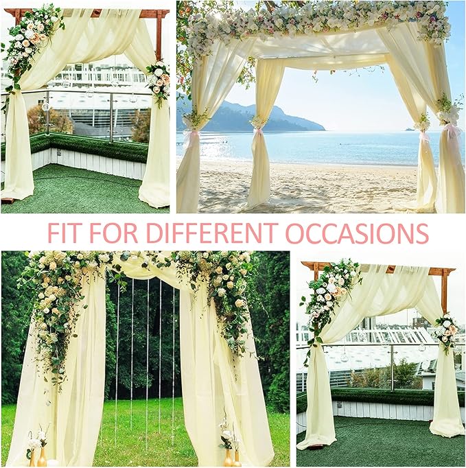Wedding Arch Draping Fabric Beige Arch Drapes Sheer Backdrop Curtain - Image 6