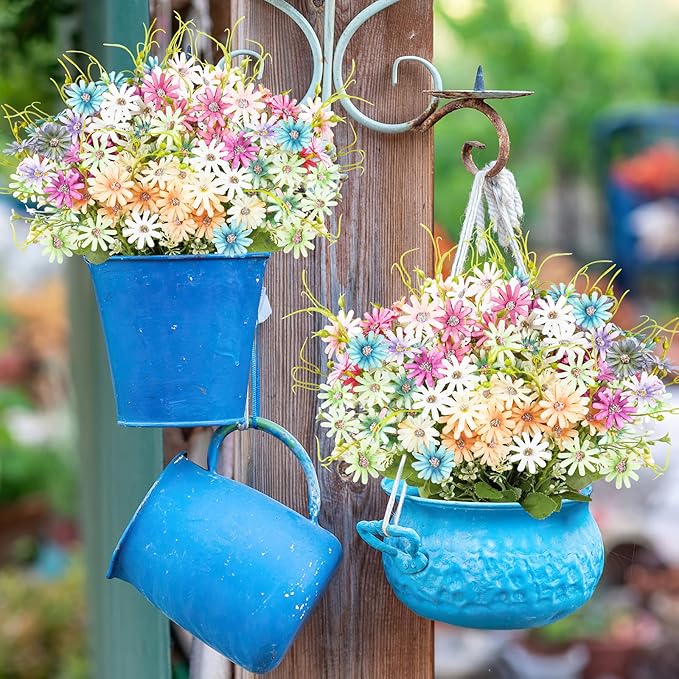 AmyHomie 6 Bundles Wildflowers Fake Daisy Outdoor Artificial Flowers UV - Image 4