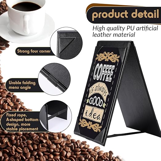 Gerrii Leatherette Table Tents Black PU Leather Menu Covers Bulk Double Sided - Image 3