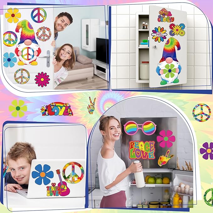 25 Pieces Car Magnet Decorations 60s Hippie Theme Party Magnetic Decals Fridge - Image 6