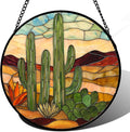 Stained Glass Window Hanging, Abstract Desert Landscape Suncatcher Birthday by JOSUMALY