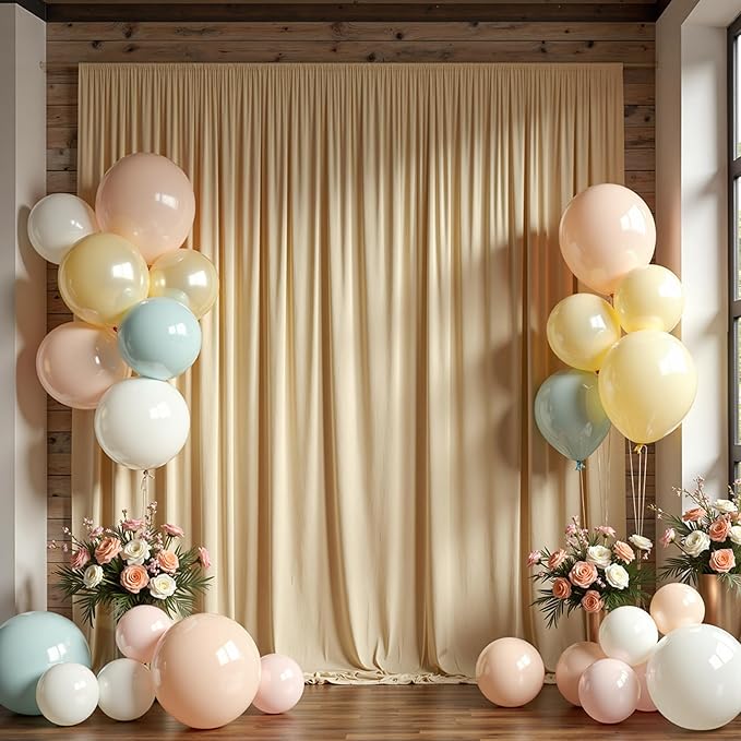 40x8 ft Thick Beige Backdrop Curtain - Image 2