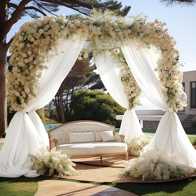 Wedding Arch Draping Fabric 3 Panels 30" X 20FT Sheer Arch Drapes Fabric White - Image 8
