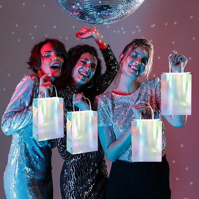 24 Pcs Iridescent Gift Bags Decorations, Holographic Foil Party Favor Bags - Image 7