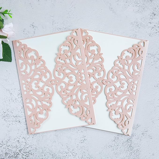 20Pcs Blush Pink Laser Cut Invitation Cards - Image 7