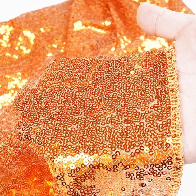 Poise3EHome Orange Sequin Backdrop Curtain, 2 Panels 2FTx8FT Glitter Background - Image 5