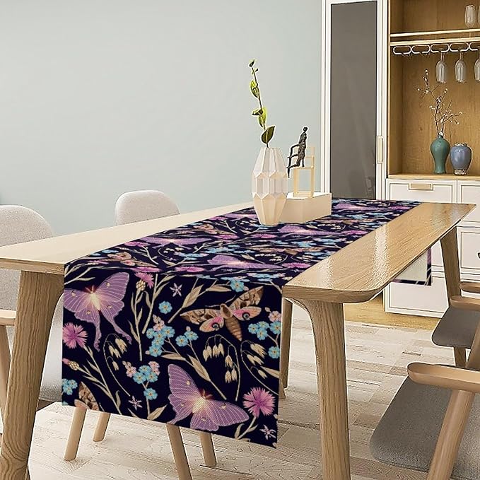 Moth Table Runner, Boho Aesthetic Moth Magic Table Runner - Image 2