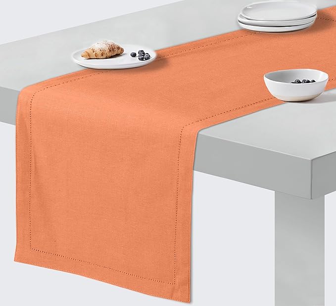 Ruvanti Linen Table Runner 48 Inches, Classic Hemstitch, Non-Slipping, Stain - Image 9