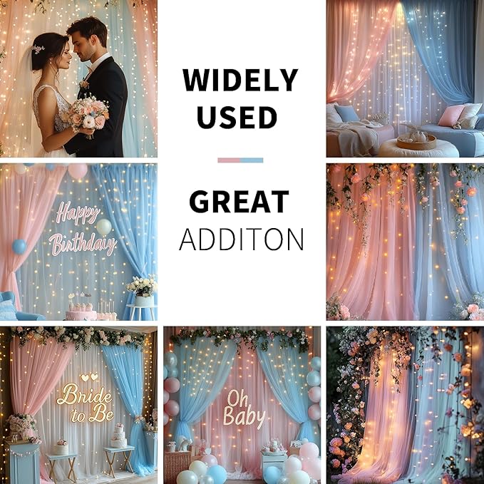 Pink Blue Tulle Backdrop Curtain - Image 2