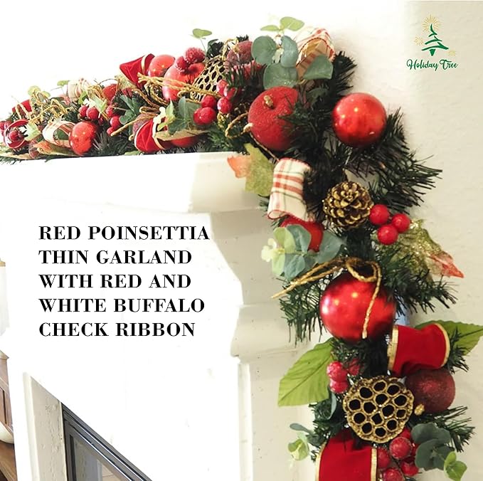 5 ft Christmas Garland for Mantle for Stairs Railing, for Table No Light - Image 2