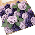 Floroom Artificial Flowers 25pcs Real Looking Lilac & Purple Foam Fake Roses by Floroom