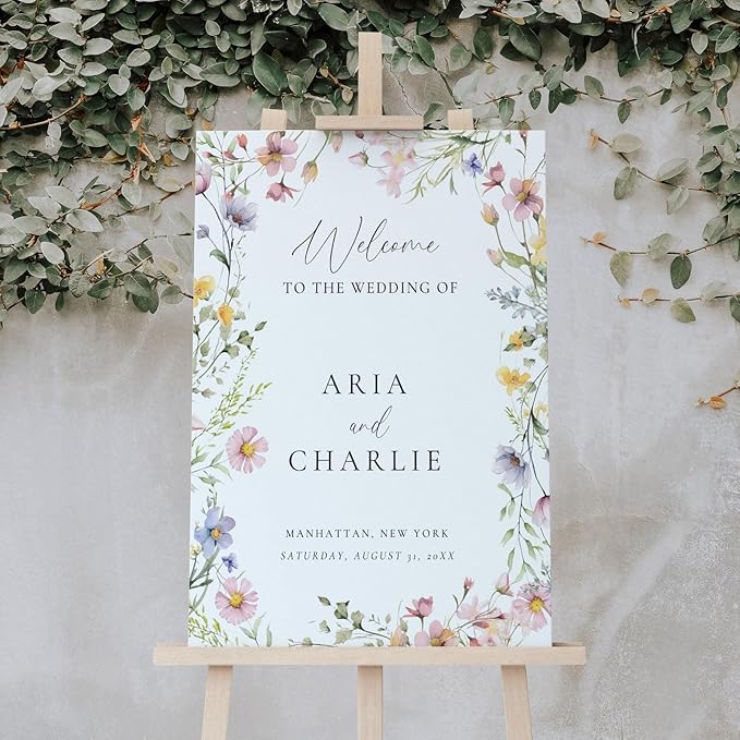 Welcome Wedding Sign Personalized, Elegant Wildflower Wedding Sign Decorations - Image 3