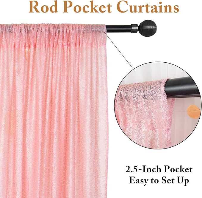 ShinyBeauty 4x7FT Sequin Backdrop Baby Pink| Glitter Fabric - Image 4