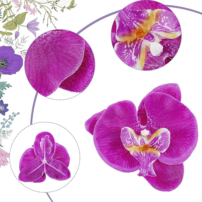 40 Pieces Orchid Petals Artificial Decorations Orchids Heads Flowers Faux Silk - Image 2