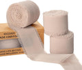 3 Rolls Light Nude Handmade Chiffon Ribbon, 1.5" x 21Yd Light Khaki Frayed by KEOSREE