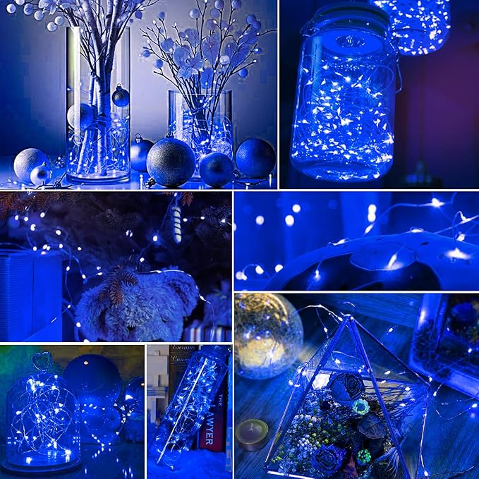 pozzolanas 12 Pack Blue Battery Operated String Lights - 7ft Waterproof Fairy - Image 6