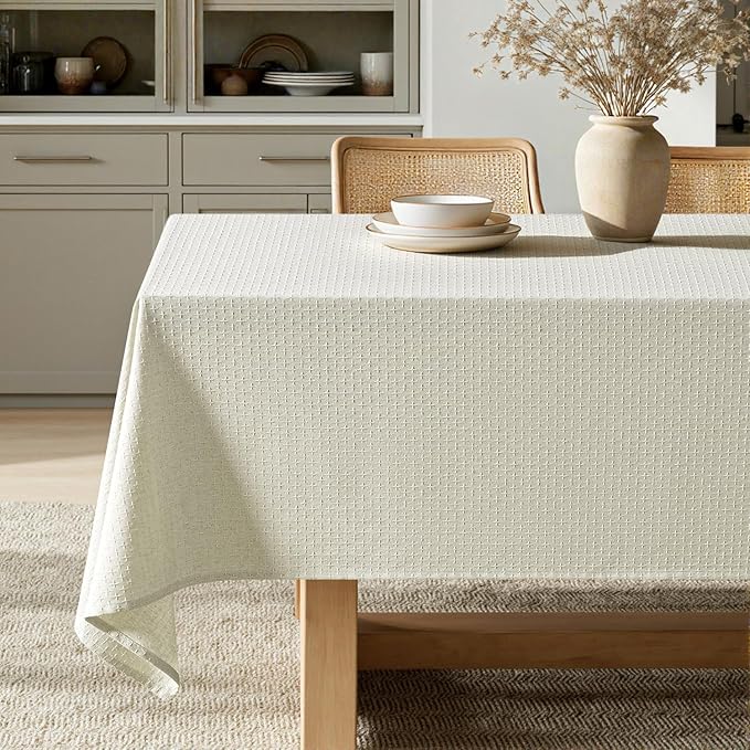 MIULEE Ivory Linen Cottton Table Cloth Rectangle Tablecloth Waterproof by MIULEE