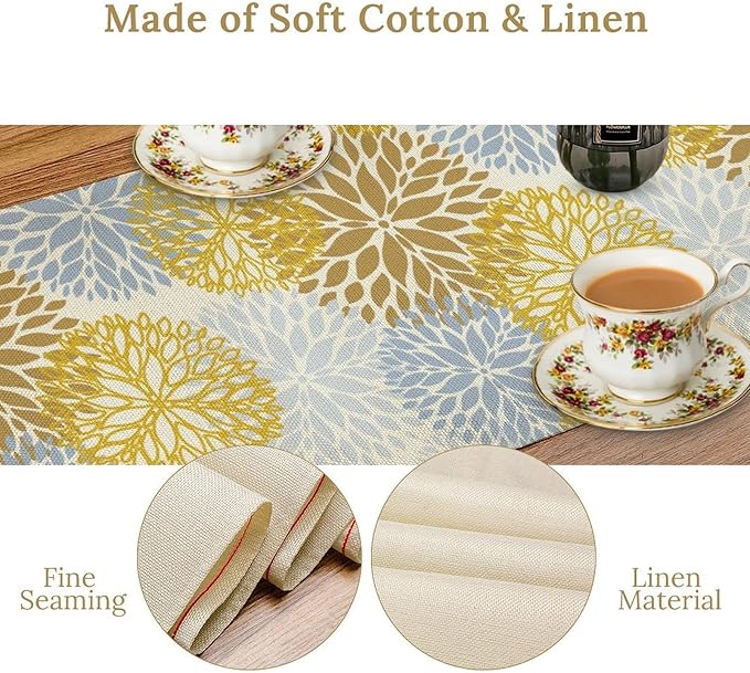 Flowers Table Runner, Spring Summer Floral Pattern Seasonal Farmhouse Kitchen - Image 5