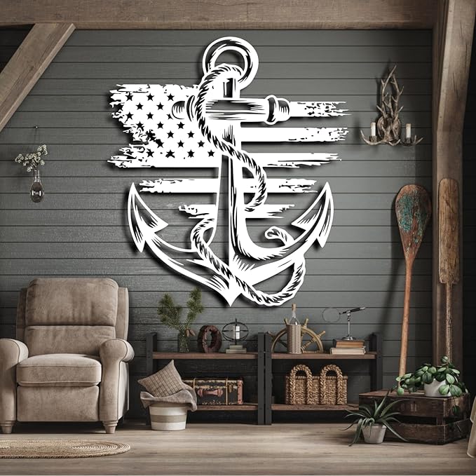 lunwall Metal Anchor Wall Decor, Anchor Metal Sign, Metal Anchor Decor - Image 5