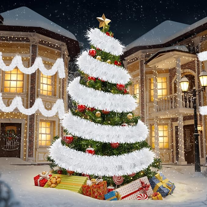 72 Feet Christmas Tinsel Garland Shiny Metallic Tinsel Twist Garland Streamers - Image 3