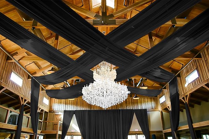 6 Panels Black Ceiling Drapes for Wedding 5ftx10ft Ceiling Drapes Wedding Arch - Image 6