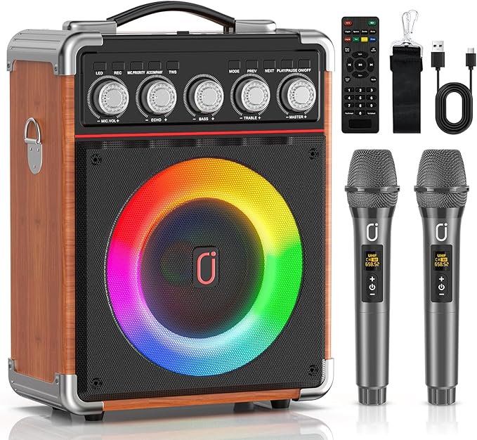 Karaoke Machine for Adults Kids, Bass/Treble Adjustment, Portable PA System - Image 9