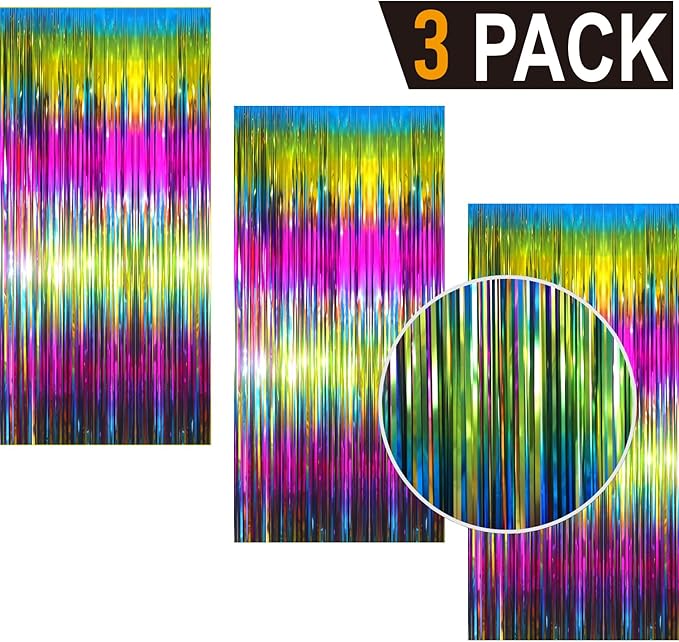GOER 3.2 ft x 8.2 ft Metallic Tinsel Foil Fringe Curtains Party Photo Backdrop - Image 2