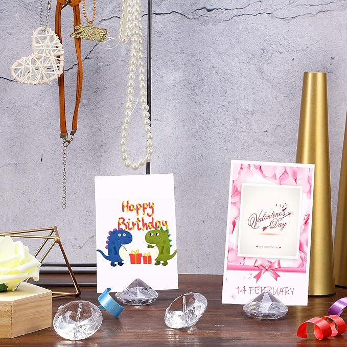 Boao 24 Pack Diamond Place Card Holders Acrylic Table Number Holder Card Stands - Image 6
