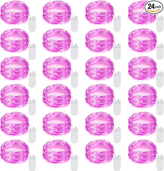 24 Pack LED Fairy Lights Battery Operated 7Ft 20Led Mini String Lights by Ineximun