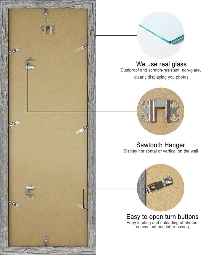 8x24 Picture Frame 2 Pack, Rustic Grey Wood Frame - Image 6