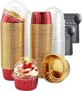 Foil Cupcake Liners with Dome Lids 100Pack, Free-Air 3.5Oz Cups by Free-Air
