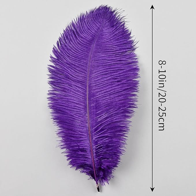 THARAHT Purple Ostrich Feathers 12pcs Natural Bulk 8-10Inch 20cm-25cm - Image 2