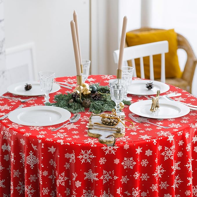 3 Pieces Christmas Snowflake Plastic Party Tablecloth Decorations, Disposable - Image 4