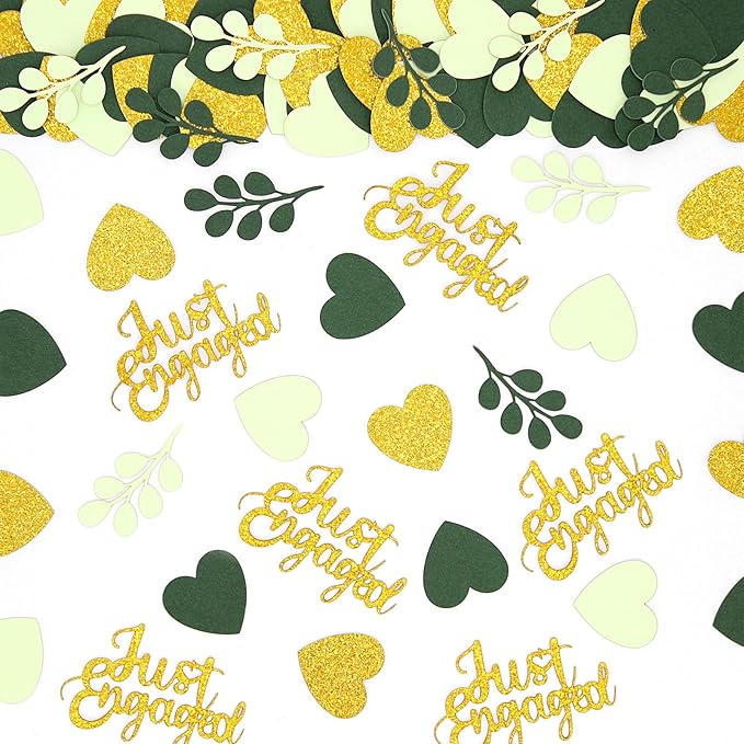 200PC Greenery Engagement Party Decorations Sage Green and Gold Heart by Vofrise