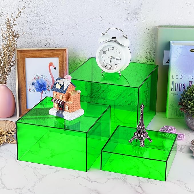 Green Buffet Risers 3 Pcs Acrylic Boxes Display Risers - Image 7