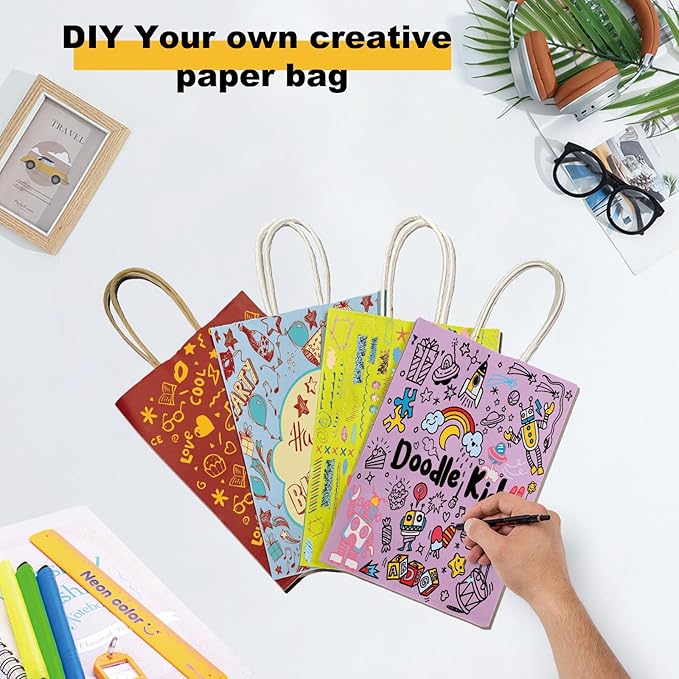 BAG BOX 25 Pack Small 5.9x3.1x8.25 Inch Purple Kraft Paper Gift Bags - Image 5