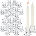 24 Pcs Candlestick Holders Glass Clear Taper Candle Holders 2.2" High Candle by Sieral