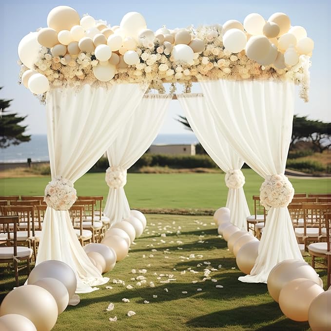 30" x 20Ft Wedding Arch Draping Fabric, 1 Panel Ivory Sheer Curtain Drapes - Image 8