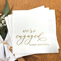 Luxury Personalized Engagement Napkins, We're Engaged, Custom Cocktail Napkins by GiantBigHands