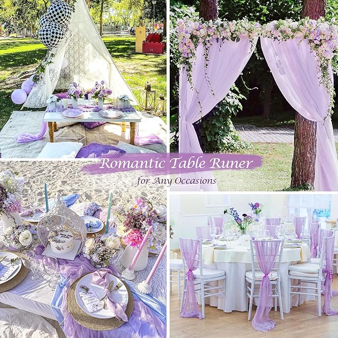 Lilac Purple Cheese Cloth Table Runner Boho Romantic 10ft Gauze Cheesecloth - Image 5