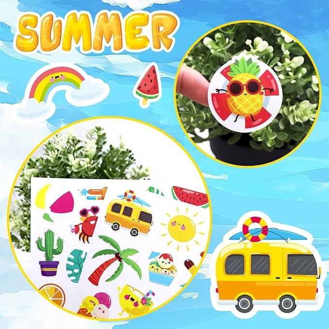 Summer Pool Beach Adhesive Stickers Luau Hawaii Sun Stickers 700 Count - Image 5