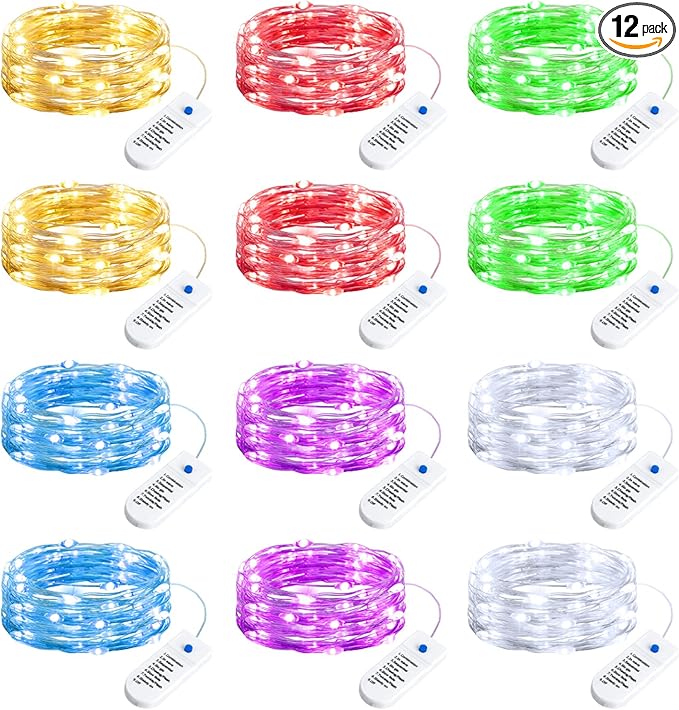 Minetom 12 Pack Fairy Lights Battery Operated String Lights, 8 Modes & Timer by Minetom