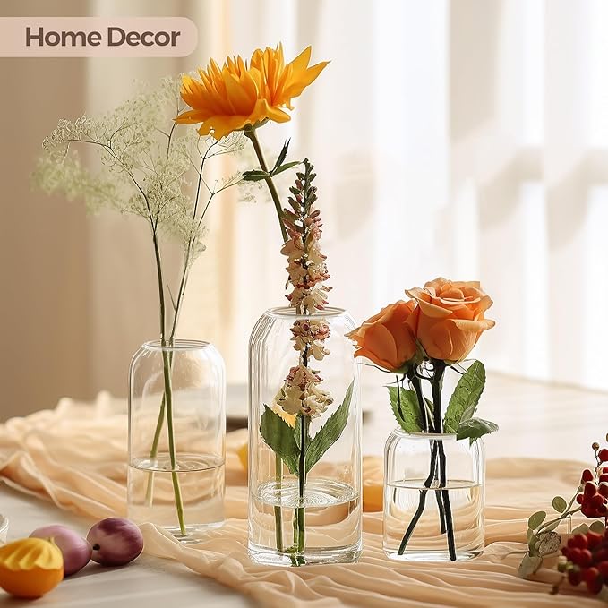 ComSaf Small Flower Vase Set of 12, Glass Bud Vases in Bulk, Decor Centerpiece - Image 2