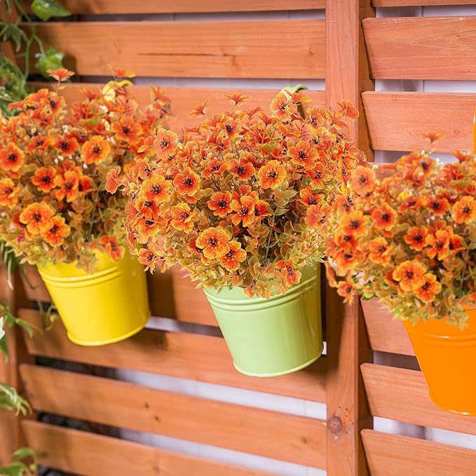 12 Bundles Artificial Fall Flowers Fake Plastic Plants Indoor Outside Hanging - Image 6