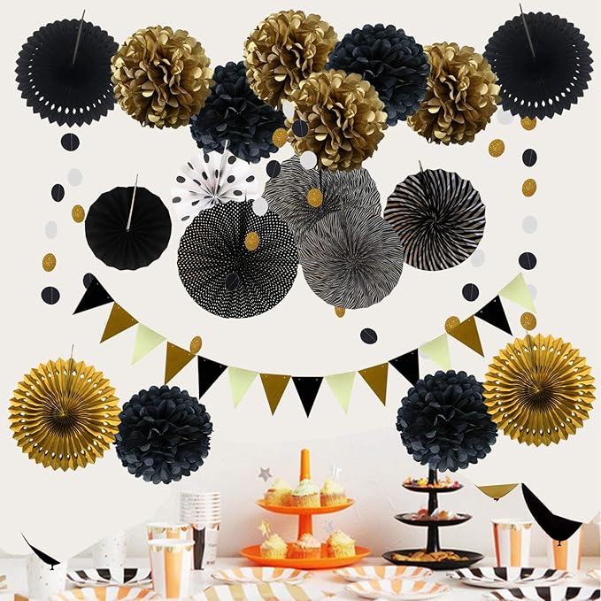 ZERODECO Party Decoration, Pom Poms Flowers, Garlands String Polka Dot and - Image 6
