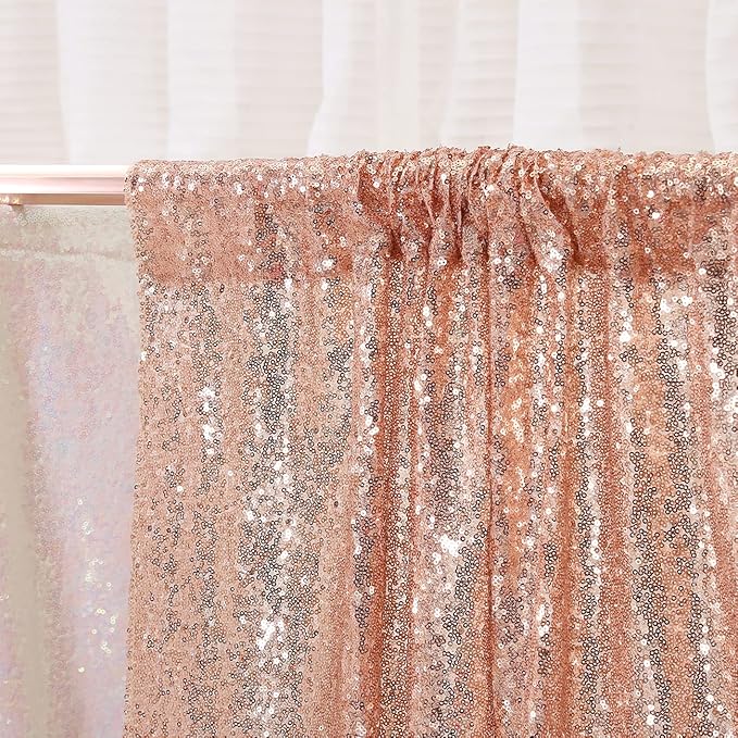 Poise3EHome Rose Gold Sequin Backdrop, 20Ft x 10Ft Glitter Photography - Image 4