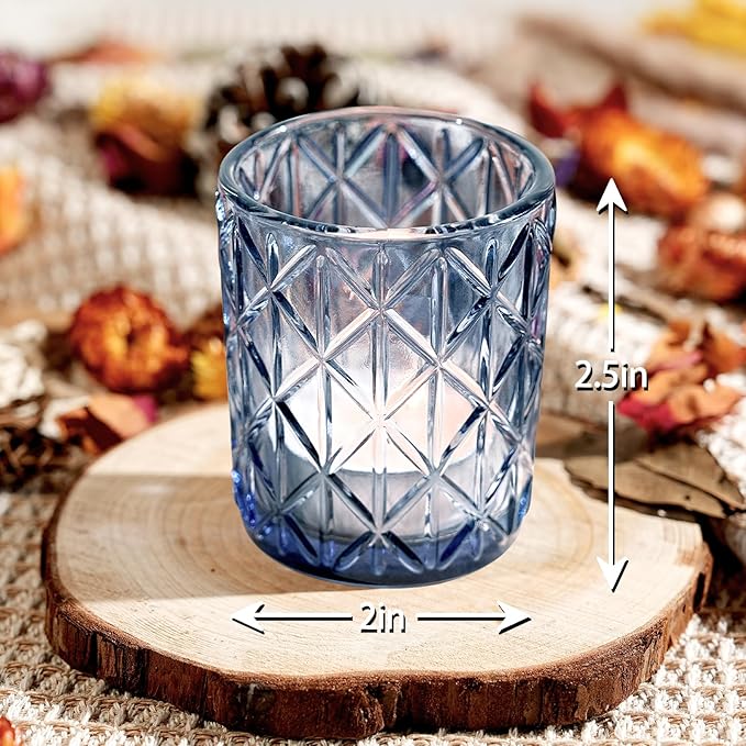 24pcs Blue Votive Candle Holders, Glass Votives Candle Holder in Bulk - Image 2