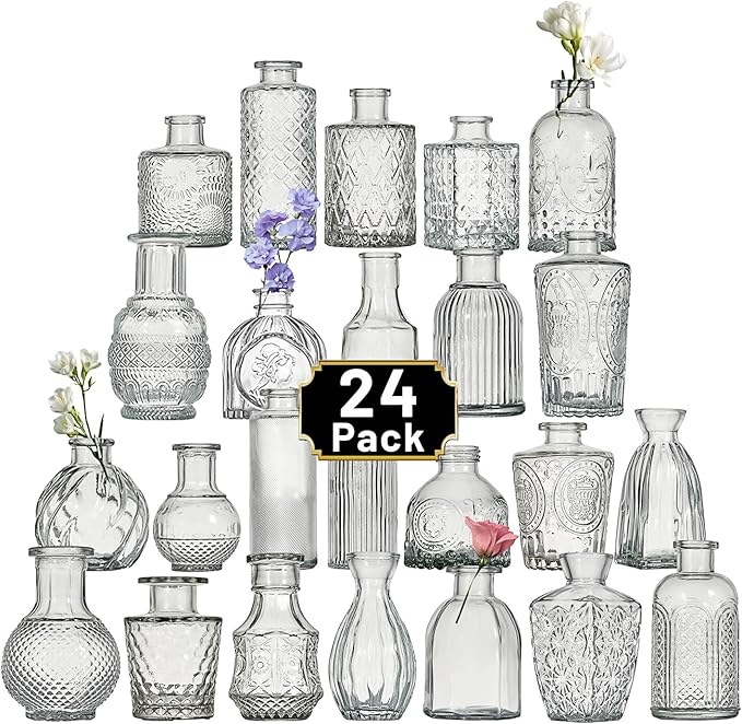 Glass Bud Vase Set of 24 Pcs Small Minimalist Vases by Tahnach