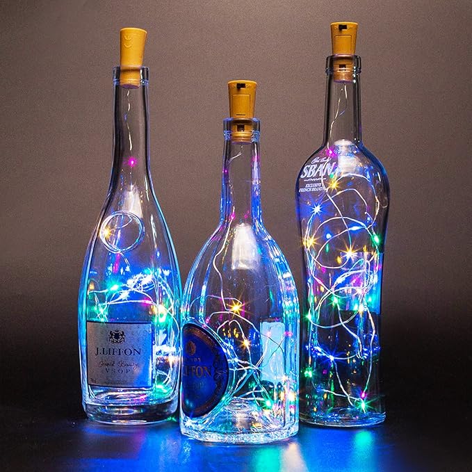 Wine Bottle Lights with Cork 15Pack 10 LED 40 Inches Battery Operated Silver - Image 9